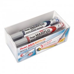 Marker suchościeralny Pentel Maxiflo S 1,1 - 2,2mm / 4 kolory + gąbka magnetyczna