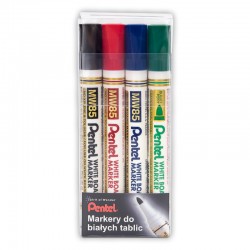 Markery suchościeralne Pentel ekonomiczne okrągłe 1,9mm / 4 kolory - czarny, czerwony, niebieski, zielony