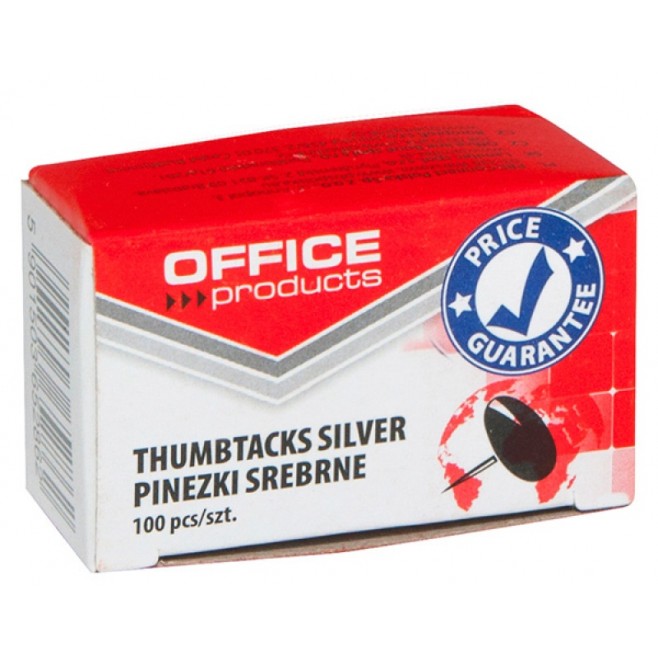 Pinezki srebrne 100szt. Office Products