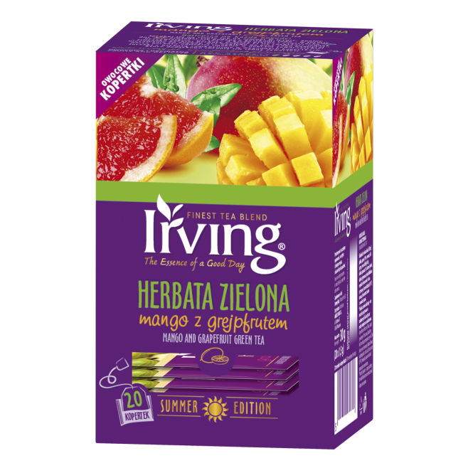 Herbata Irving 20 zielona - Mango z Grejpfrutem, koperty