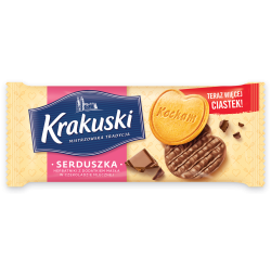 Ciastka Krakuski Serduszka maślane w czekoladzie 171g