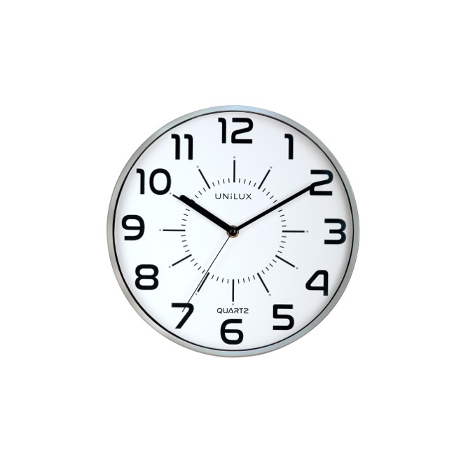 Zegar ścienny Unilux Pop szary metaliczny, biała tarcza  28,5 cm