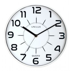 Zegar ścienny Unilux Pop biała tarcza, biały zarys- średnica 28,5 cm