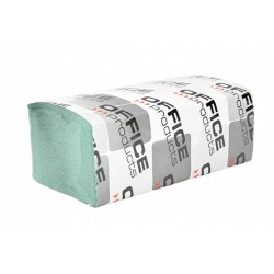 Ręczniki składane ZZ zielone OFFICE, makulaturowe, ekonomiczne 1-warstwowe