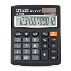 Kalkulator biurkowy Citizen SDC-812NR - 12 pozycji (12,4 x 10,2 x 2,5 cm) - czarny
