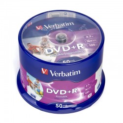 Płyta DVD+R/50 Verbatim 4,7GB 16x printable cake box
Pod nadruk atramentowy
