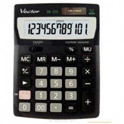 Kalkulator biurkowy Vector DK-222 - 12 pozycyjny (13,7 x 10,3 x 3,2 cm) - czarny