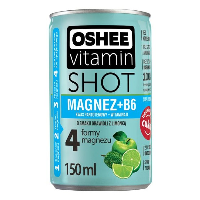 Napój Oshee Vitamin Shot 150ml Magnez+B6 grawiola/limonka