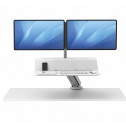 Stanowisko do pracy Sit-Stand Lotus™ RT - białe na dwa  monitory