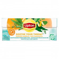Herbata Lipton ziołowa Zdrowe Gardło - eukaliptus, szałwia, tymianek, skórka cytryny - 20 torebek