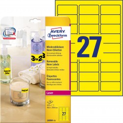 Etykiety ZF L6004-25 63,5x29,6mm/25szt. żółte neonowe 27 ety/arkusz