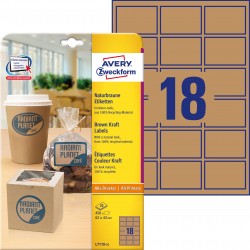Brązowe etykiety na produkty A4  25 ark  op   62 x 42 mm  brązowe  kwadratowe