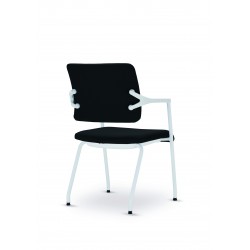 Krzesło Nowy Styl 4ME z czarną podstawą z zagłówkiem/ szare
