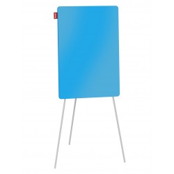 Flipchart na trójnogu MemoBe, szklany suchościeralny magnetyczny, 70 x 100 x h180cm/ niebieski