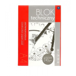 Blok techniczny A4 biały 10k Premium 240g Interdruk