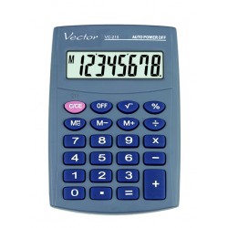 Kalkulator kieszonkowy Vector VC-210 - 8 pozycyjny (9,85 x 6,4 x 1 cm) - niebieski