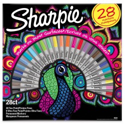 Mazaki Sharpie Fine permanentne Peacock   28 szt  (20 x Sharpie Fine + 8 x Sharpie Ultra Fine)