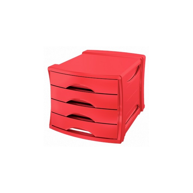 Pojemnik z 4 szufladami Vivida czerwony (SxWxG mm) 285 x 245 x 372
