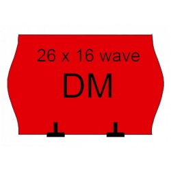 Etykieta cenowa DM(MC) na roli fala 26x16mm,wave,dwurzędowa, czerwona