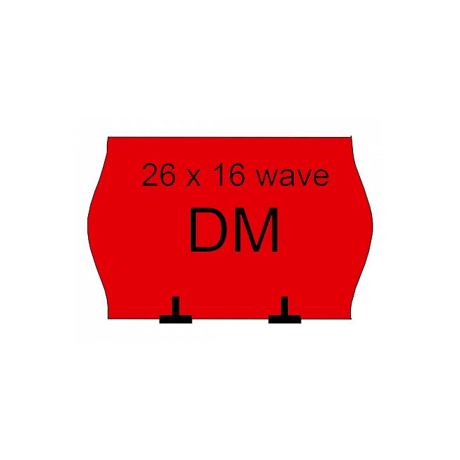 Etykieta cenowa DM(MC) na roli fala 26x16mm,wave,dwurzędowa, czerwona