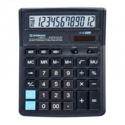 Kalkulator biurkowy Donau Tech K-DT4121 - 12 pozycyjny (19 x 14,3 x 4,0 cm) - czarny