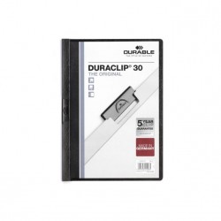 Skoroszyt zaciskowy z klipem Durable Duraclip na 30 kartek czarny 220001