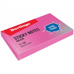 Notes samoprzylepny Berlingo Ultra Lepki 50x75mm 80 karteczek różowy neon