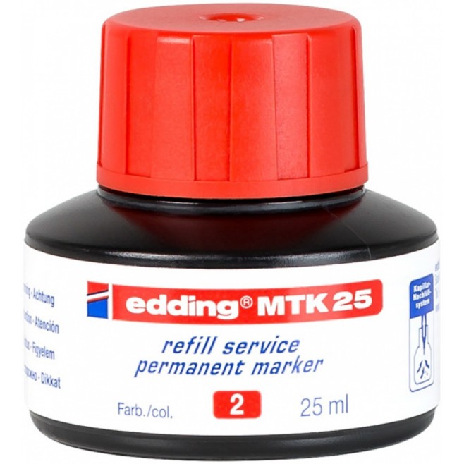 Tusz do uzupełniania markerów permanentnych Edding MTK25 czerwony 25ml