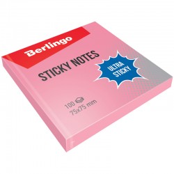 Notes samoprzylepny Berlingo Ultra Lepki 75x75mm 100 karteczek różowy pastelowy