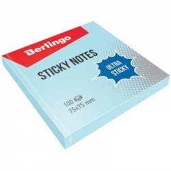 Notes samoprzylepny Berlingo Ultra Lepki 75x75mm 100 karteczek niebieski pastelowy