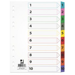 Przekładki Q-Connect A4 numeryczne 1-10 kartonowe Mylar