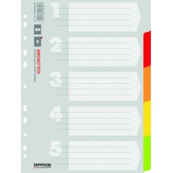 Przekładki Office Products A4 5 kart kartonowe mix kolor