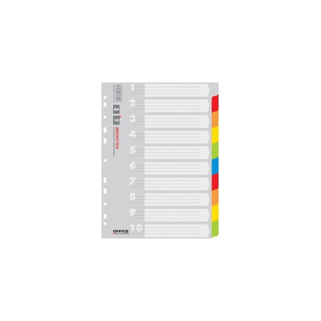 Przekładki Office Products A4 10 kart kartonowe mix kolor