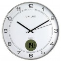 Zegar ścienny Unilux Tempus (z termometrem) 30,5cm - tarcza biała, ramka szara metaliczna