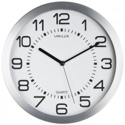 Zegar ścienny Unilux Moon 30cm - tarcza biała podświetlana, ramka szara metaliczna