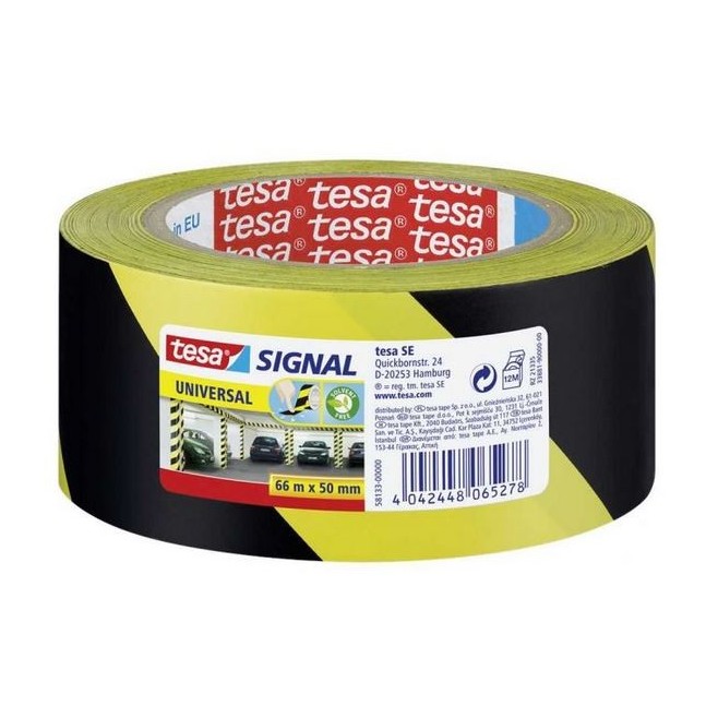 Taśma ostrzegawcza Tesa Signal 50mm x 66m  - czarno-żółta