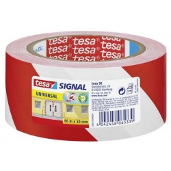 Taśma ostrzegawcza Tesa Signal 50mm x 66m - biało-czerwona