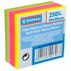 Notes samoprzylepny kostka 50X50 250 Donau kolor neon